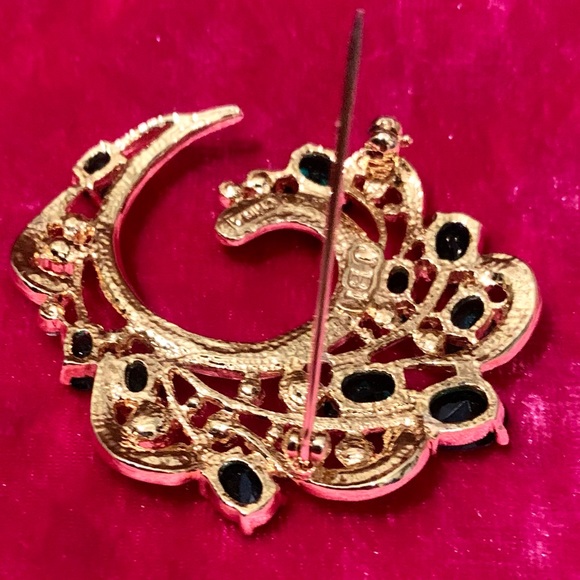 💎 Vtg. Camrose & Kross Jbk Emerald & Clear Glass Rhinestone Feather💎#BROC - Picture 6 of 16